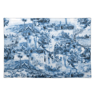 Chinoiserie toile,blue willow,blue china   placemat