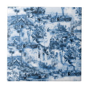 Chinoiserie toile,blue willow,blue china tile