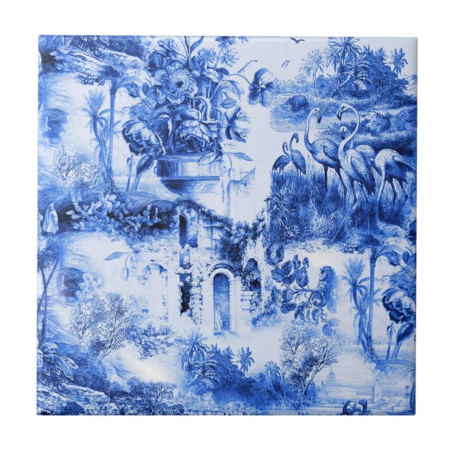 Chinoiserie toile,blue willow,blue china  tile (Front)
