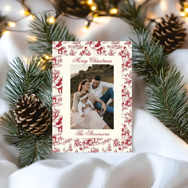 Chinoiserie Toile De Jouy Festive Photo Christmas Holiday Card (Creator Uploaded)