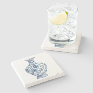 Chinoiserie Toile De Jouy Jar Stone Coaster