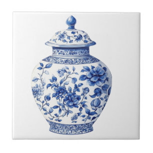 Chinoiserie Toile De Jouy Jar Tile
