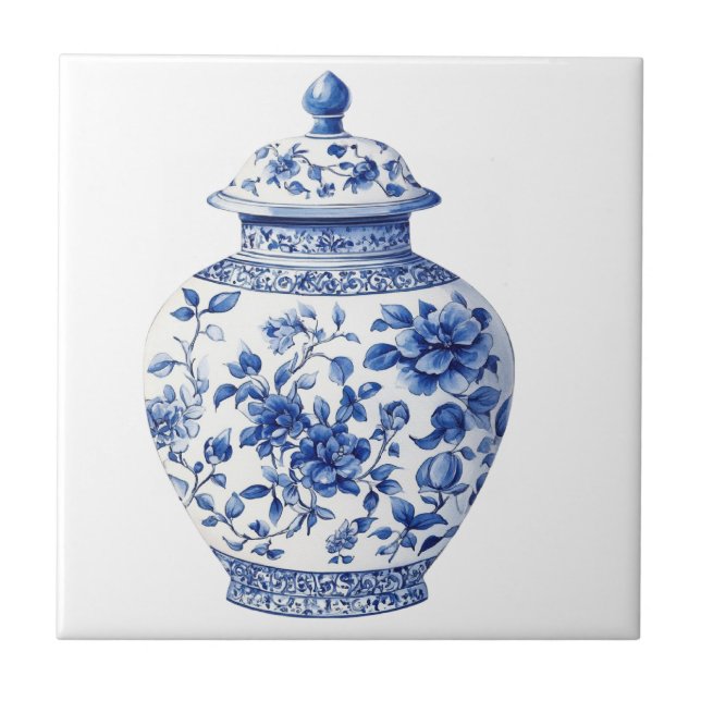 Chinoiserie Toile De Jouy Jar Tile (Front)