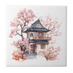 Chinoiserie Toile De Jouy Pagoda Tile