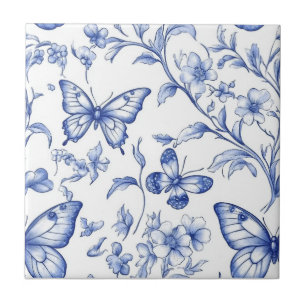 Chinoiserie Toile De Jouy Pattern Tile