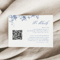 Chinoiserie Toile Dusty Blue Wedding Details QR