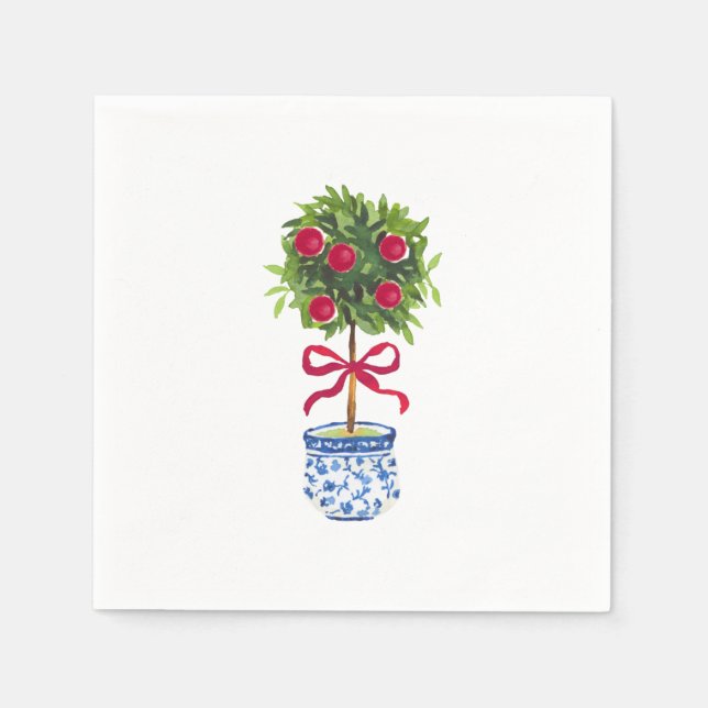 Chinoiserie Topiary Holiday  Napkin (Front)