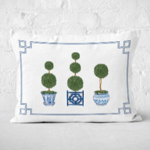 Chinoiserie Topiary Tree Lumbar Decorative Cushion