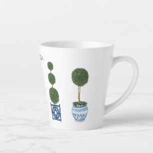 Chinoiserie Topiary Tree Trio Ceramic  Latte Mug