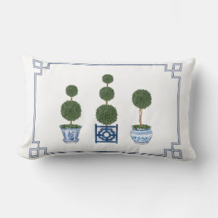 Chinoiserie Topiary Tree with Bows  Lumbar Cushion