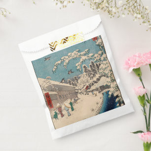 Chinoiserie Ukiyo-e Japanese Winter Snow Landscape Favour Bags