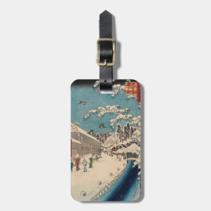 Chinoiserie Ukiyo-e Japanese Winter Snow Landscape Luggage Tag