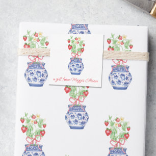 Chinoiserie Vase Red Strawberry Gift Enclosure Card