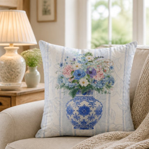 Chinoiserie Vase Watercolor Cushion