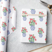 Chinoiserie Vases of Red Geraniums