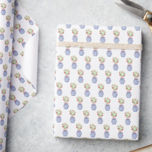 Chinoiserie Vases of Red Strawberries Wrapping Paper
