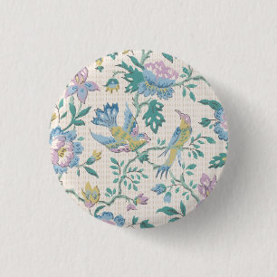 Chinoiserie Vintage Bird Floral Pastel Pattern 3 Cm Round Badge