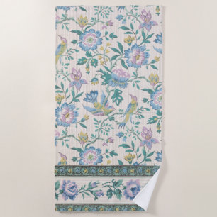 Chinoiserie Vintage Bird Floral Pastel Pattern Beach Towel