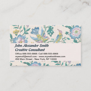 Chinoiserie Vintage Bird Floral Pastel Pattern Business Card