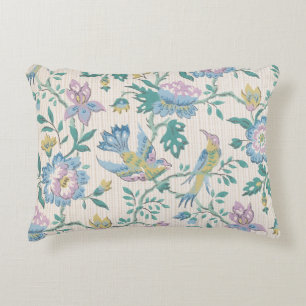 Chinoiserie Vintage Bird Floral Pastel Pattern Decorative Cushion