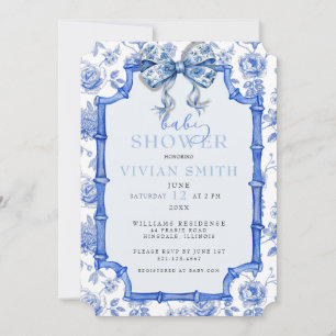 Chinoiserie Vintage Bow and Frame Baby Shower Invi Invitation