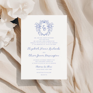 Chinoiserie Vintage Monogram Calligraphy Wedding Invitation