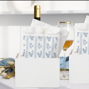 Chinoiserie Vintage Striped Blue and White Floral Favour Bags