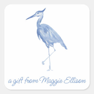 Chinoiserie Watercolor Blue Heron Gift Stickers