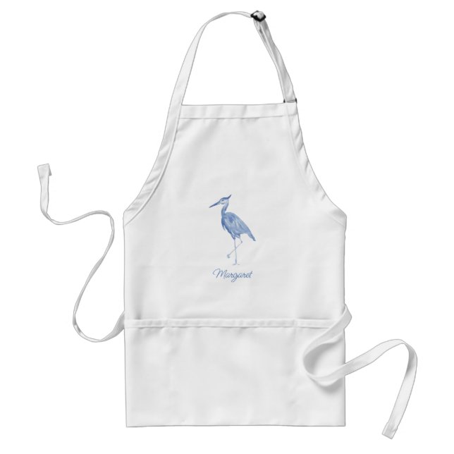 Chinoiserie Watercolor Blue Heron Standard Apron (Front)