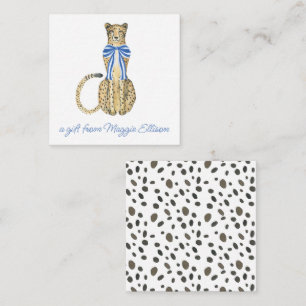 Chinoiserie Watercolor Bow Cheetah Gift Enclosure Card