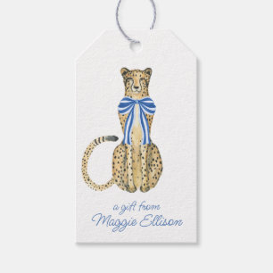 Chinoiserie Watercolor Bow Cheetah Gift Tags