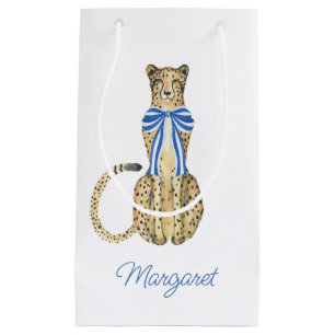 Chinoiserie Watercolor Bow Cheetah Small Gift Bag