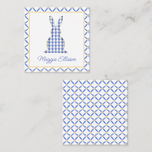 Chinoiserie Watercolor Chic Bunny Gift Enclosure Card (Front/Back)