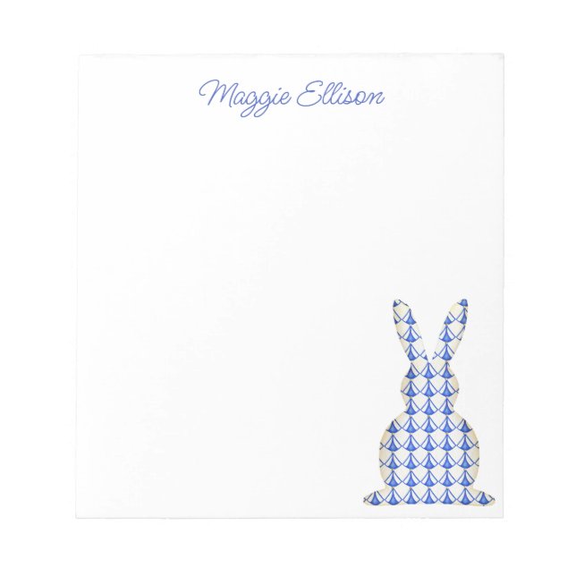 Chinoiserie Watercolor Chic Bunny Notepad (Front)
