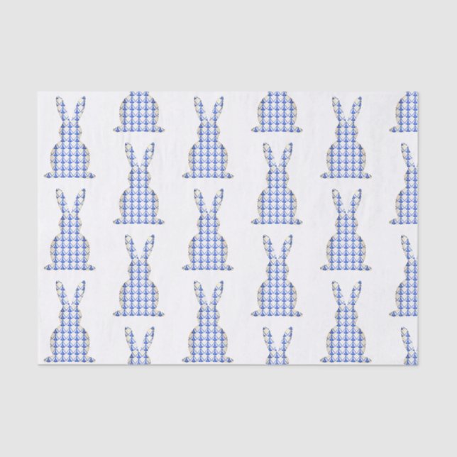 Chinoiserie Watercolor Chic Bunny Rabbits Tissue Paper (Front)