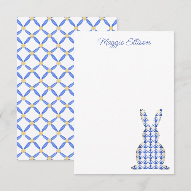 Chinoiserie Watercolor Chic Bunny Thank You Card (Front/Back)