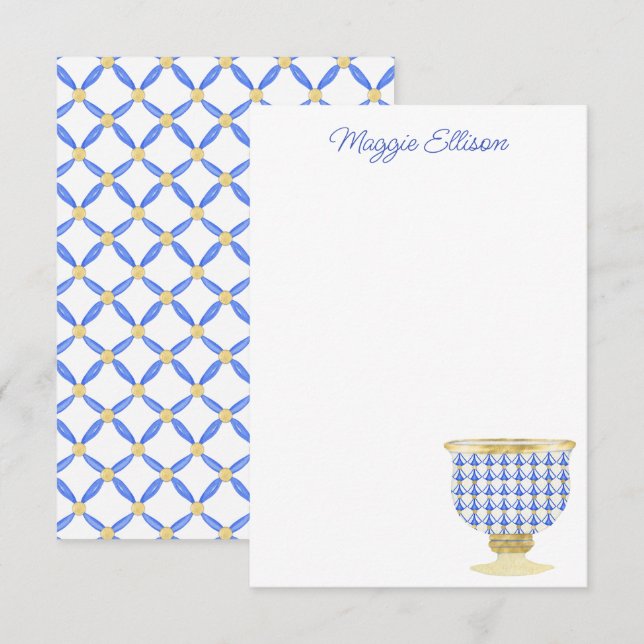 Chinoiserie Watercolor Chic Vase Thank You Card (Front/Back)