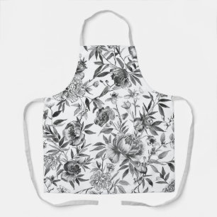 Chinoiserie Watercolor Floral Botanical Painting Apron