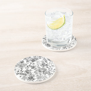 Chinoiserie Watercolor Floral Botanical Painting Coaster