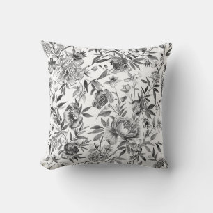 Chinoiserie Watercolor Floral Botanical Painting Cushion