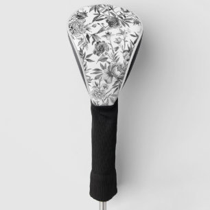 Chinoiserie Watercolor Floral Botanical Painting Golf Head Cover