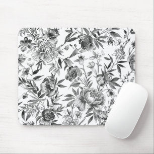 Chinoiserie Watercolor Floral Botanical Painting Mouse Mat