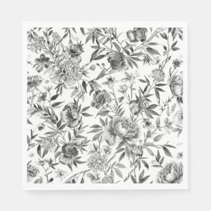 Chinoiserie Watercolor Floral Botanical Painting Napkin