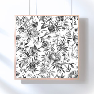 Chinoiserie Watercolor Floral Botanical Painting Poster