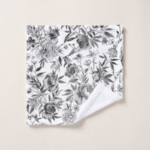 Chinoiserie Watercolor Floral Botanical Painting Wash Cloth