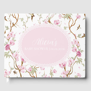 Chinoiserie Watercolor Florals Girl Baby Shower Guest Book