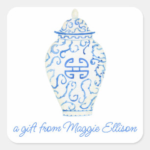 Chinoiserie Watercolor Ginger Jar Gift Stickers