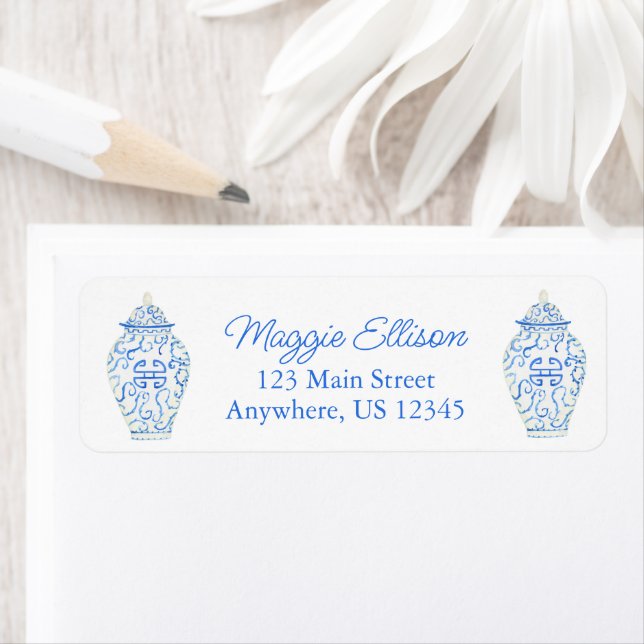 Chinoiserie Watercolor Ginger Jar Gift Stickers (Insitu)