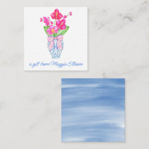 Chinoiserie Watercolor Ginger Jar Orchid Enclosure Card