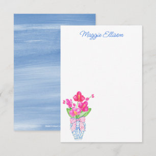 Chinoiserie Watercolor Ginger Jar Orchids Thank You Card